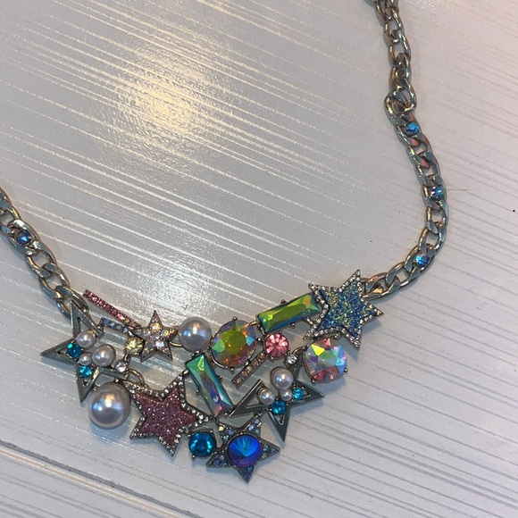 Betsey Johnson Celestial Starlet Star Pearl Mystic Necklace 13"-18" EUC - Picture 9 of 10